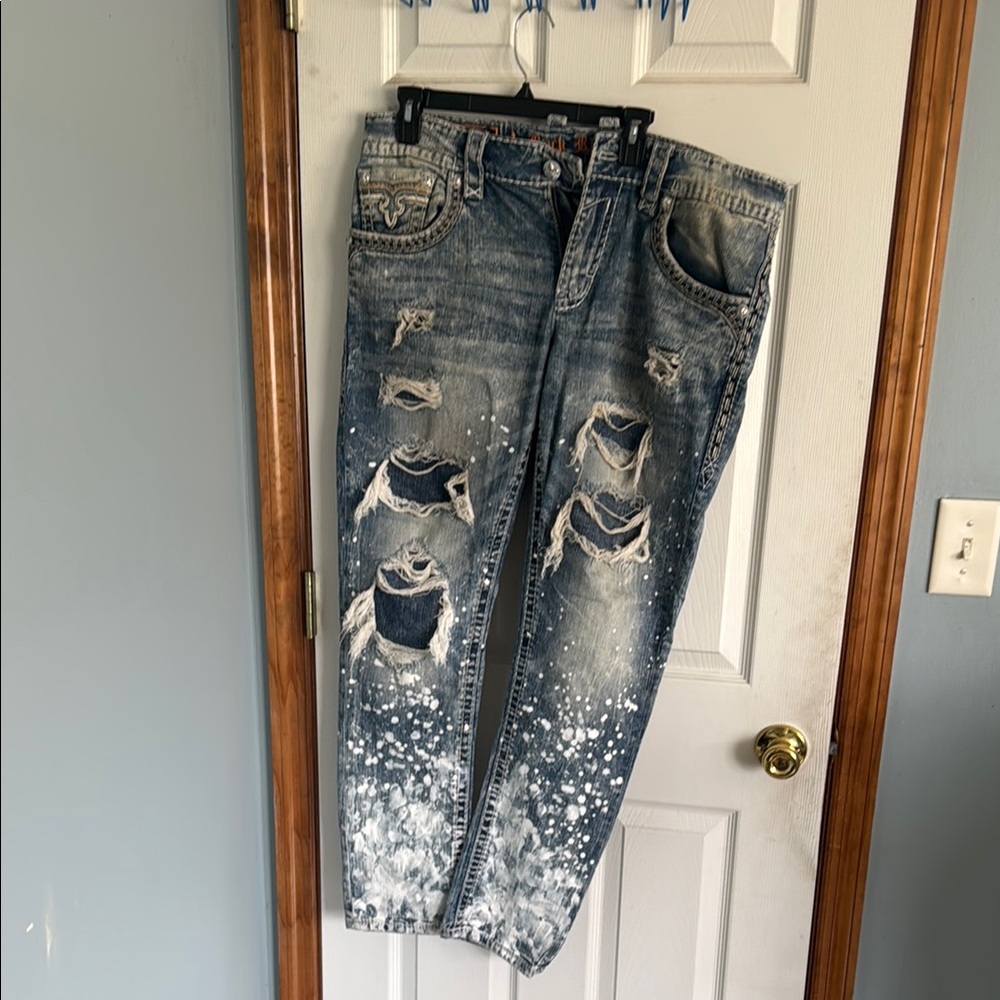 Relaxed Blue Ombre Distressed Jeans